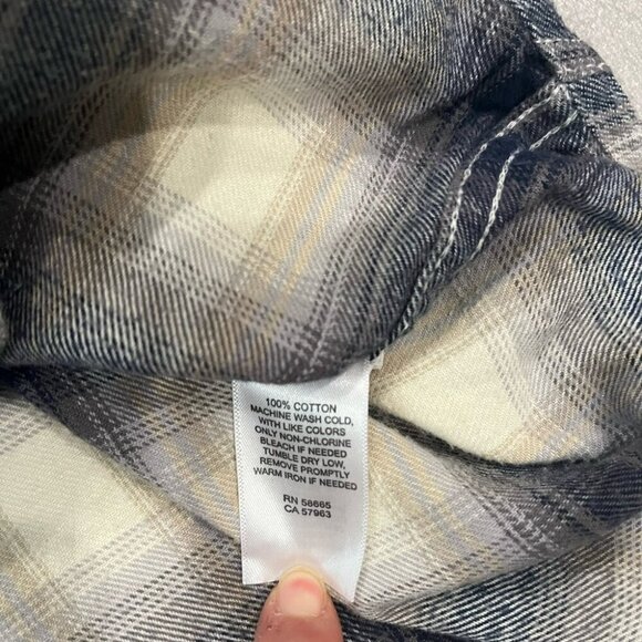 [L] Treasure&Bond Trim Fit Blue Gray Plaid Cotton LS Button Shirt - Picture 5 of 9